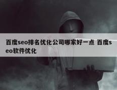 百度seo排名优化公司哪家好一点 百度seo软件优化