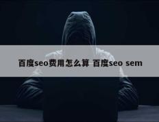 百度seo费用怎么算 百度seo sem