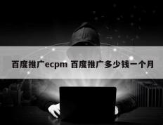 百度推广ecpm 百度推广多少钱一个月