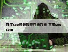 百度seo视频教程在线观看 百度seo sem