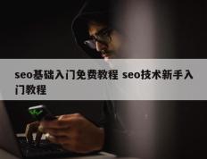 seo基础入门免费教程 seo技术新手入门教程