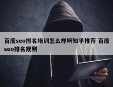 百度seo排名培训怎么样啊知乎推荐 百度seo排名规则