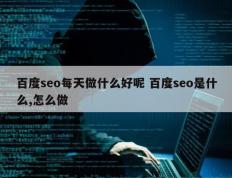 百度seo每天做什么好呢 百度seo是什么,怎么做