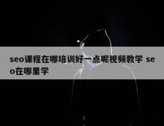 seo课程在哪培训好一点呢视频教学 seo在哪里学