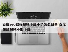 百度seo教程视频下载不了怎么回事 百度在线视频不能下载