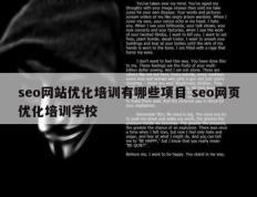 seo网站优化培训有哪些项目 seo网页优化培训学校