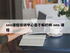 seo课程培训中心是干嘛的啊 seo 课程