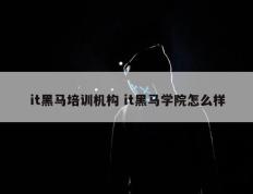 it黑马培训机构 it黑马学院怎么样