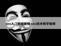 seo入门教程视频 seo技术教学视频