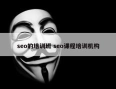 seo的培训班 seo课程培训机构