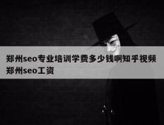 郑州seo专业培训学费多少钱啊知乎视频 郑州seo工资