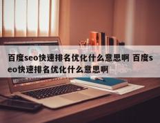 百度seo快速排名优化什么意思啊 百度seo快速排名优化什么意思啊