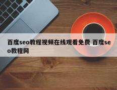百度seo教程视频在线观看免费 百度seo教程网