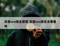 百度seo排名原理 百度seo排名主要看啥