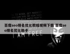百度seo排名优化教程视频下载 百度seo排名优化助手
