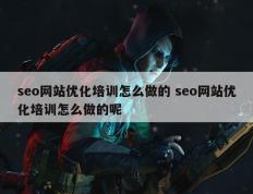 seo网站优化培训怎么做的 seo网站优化培训怎么做的呢