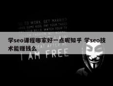 学seo课程哪家好一点呢知乎 学seo技术能赚钱么