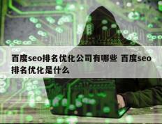 百度seo排名优化公司有哪些 百度seo排名优化是什么
