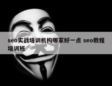 seo实战培训机构哪家好一点 seo教程培训班