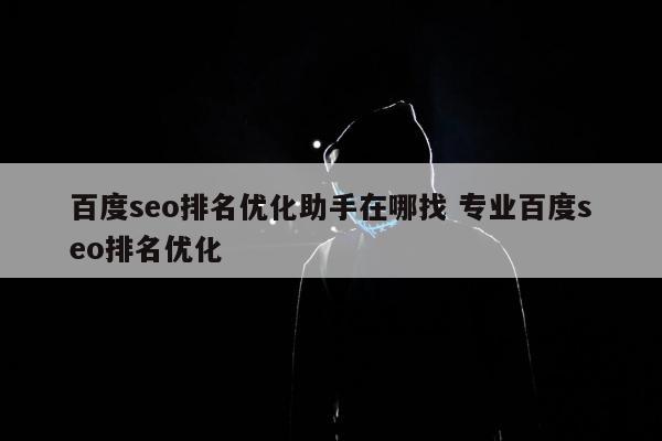 百度seo排名优化助手在哪找 专业百度seo排名优化