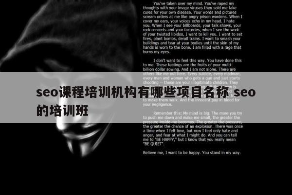 seo课程培训机构有哪些项目名称 seo的培训班