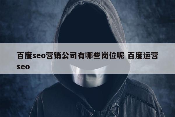 百度seo营销公司有哪些岗位呢 百度运营seo