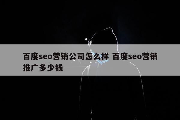 百度seo营销公司怎么样 百度seo营销推广多少钱