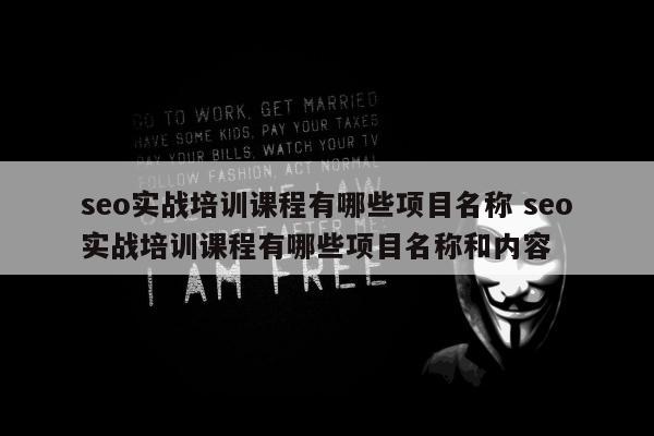 seo实战培训课程有哪些项目名称 seo实战培训课程有哪些项目名称和内容