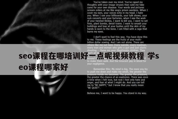 seo课程在哪培训好一点呢视频教程 学seo课程哪家好
