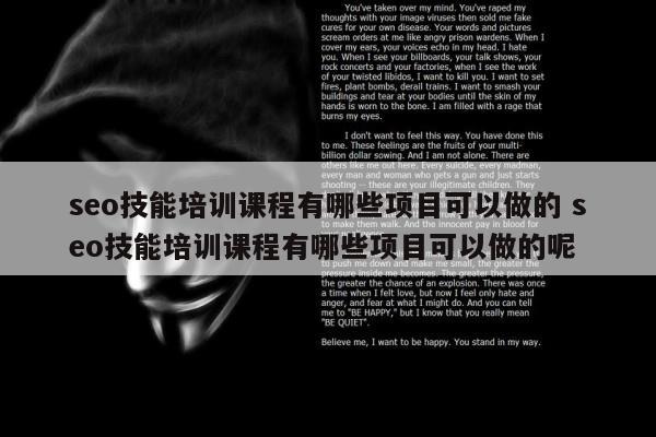 seo技能培训课程有哪些项目可以做的 seo技能培训课程有哪些项目可以做的呢